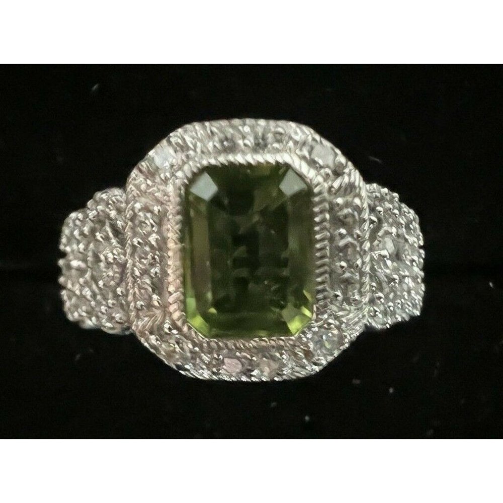 Judith Ripka Sterling 1.70 ct Peridot & Diamonique Estate Ring